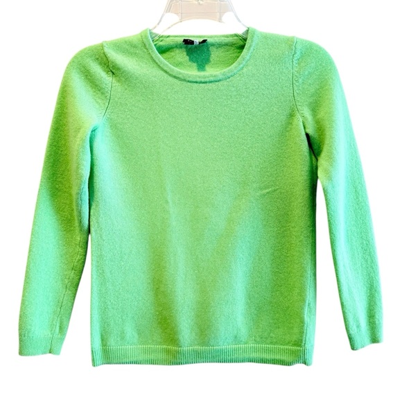 Talbots Petite Crew Neck‎ Long Sleeve Sweater 100% Cashmere Green Size P - Picture 1 of 4